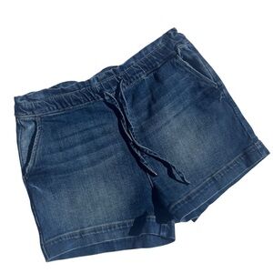 Kancan Pull On Denim Shorts Sz Large Elastic Waist Drawstring